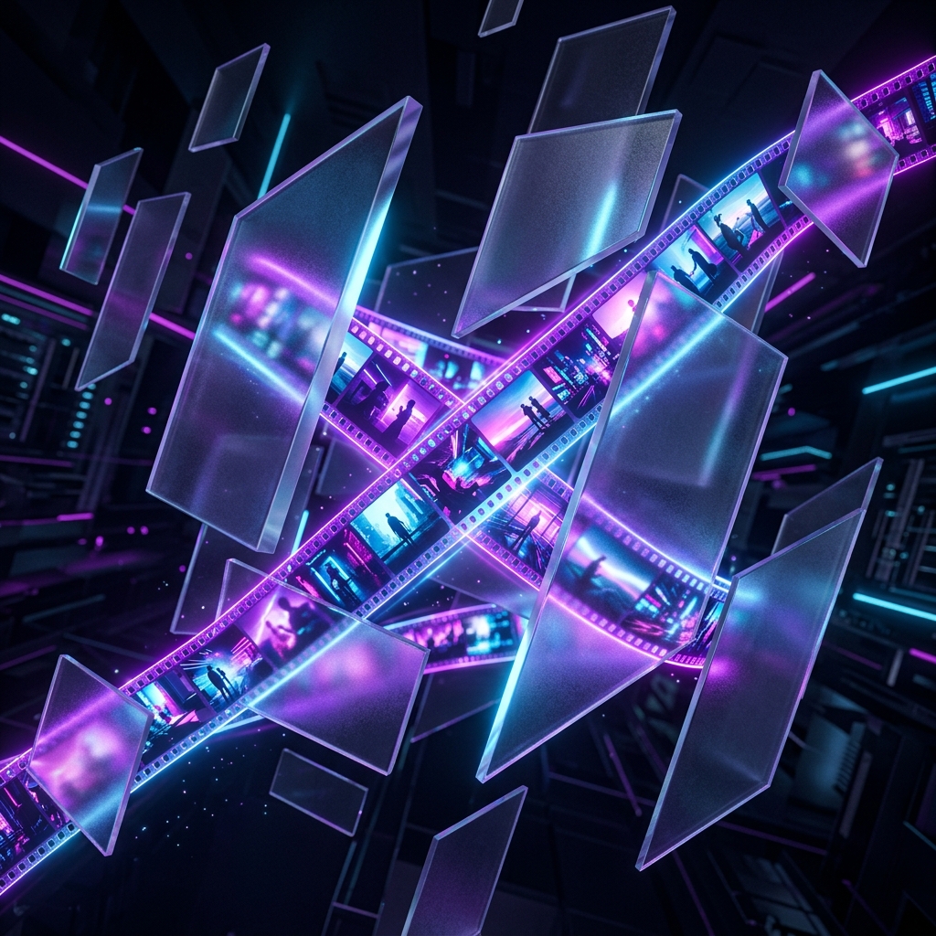 Floating cinematic film panels